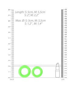 Ouch! Glow In The Dark 2-Piece Silicone Cockring Set Neon Green