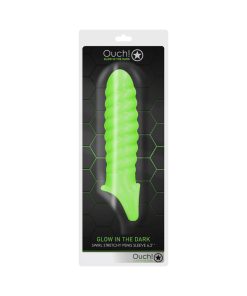 Ouch! Glow In The Dark Swirl Stretchy 6.2 In. Penis Sleeve Neon Green