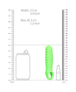 Ouch! Glow In The Dark Swirl Stretchy 6.2 In. Penis Sleeve Neon Green