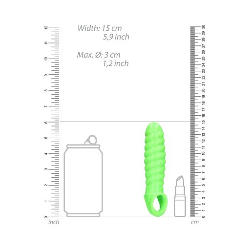 Ouch! Glow In The Dark Swirl Stretchy 6.2 In. Penis Sleeve Neon Green - Image 5