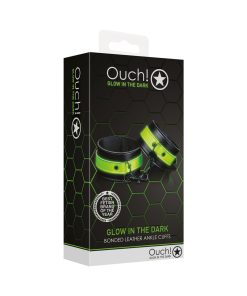 Ouch! Glow In The Dark Bonded Leather Handcuffs Neon Green