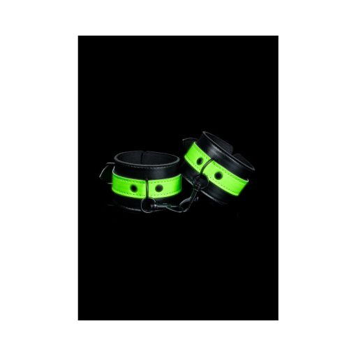 Ouch! Glow In The Dark Bonded Leather Handcuffs Neon Green - Image 2