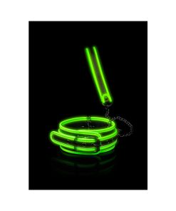 Ouch! Glow In The Dark Collar And Leash Set Neon Green