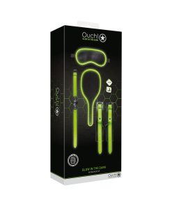 Ouch! Glow In The Dark 7-Piece Bondage Kit Neon Green