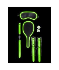 Ouch! Glow In The Dark 7-Piece Bondage Kit Neon Green