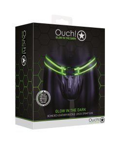 Ouch! Glow In The Dark Bonded Leather Buckle Jock Strap Neon Green S/M