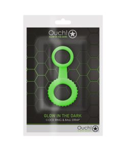 Ouch! Glow In The Dark Cockring & Ball Strap Neon Green