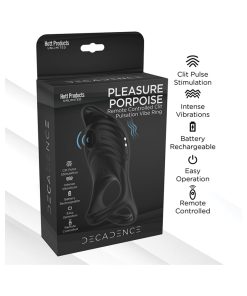 Decadence Pleasure Porpoise Cock Ring/Clit Stimulator With Remote Control