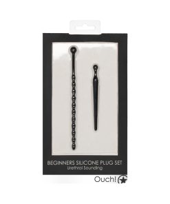 Ouch! Urethral Sounding Beginners Silicone Plug Set Black 8 Mm / 10 Mm