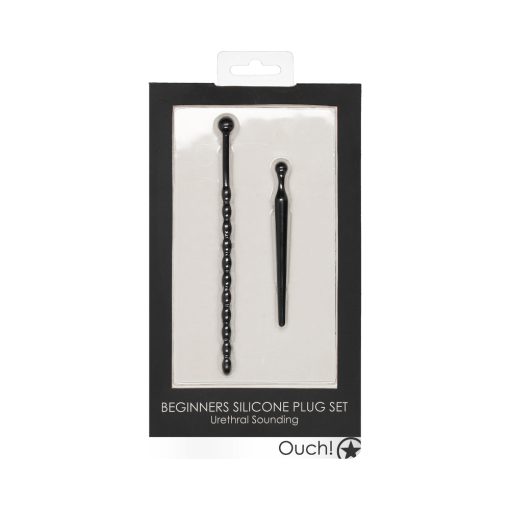 Ouch! Urethral Sounding Beginners Silicone Plug Set Black 8 Mm / 10 Mm