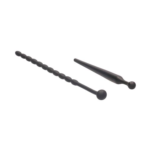 Ouch! Urethral Sounding Beginners Silicone Plug Set Black 8 Mm / 10 Mm - Image 3