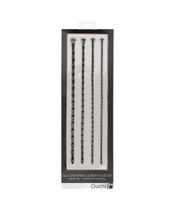 Ouch! Urethral Sounding Beginner Silicone Spiral Screw Plug Set Black 3 Mm / 4 Mm / 5 Mm / 6 Mm