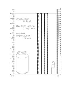 Ouch! Urethral Sounding Beginner Silicone Spiral Screw Plug Set Black 3 Mm / 4 Mm / 5 Mm / 6 Mm