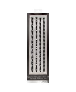 Ouch! Urethral Sounding Advanced Silicone Spiral Screw Plug Set Black 7 Mm / 8 Mm / 9 Mm / 10 Mm