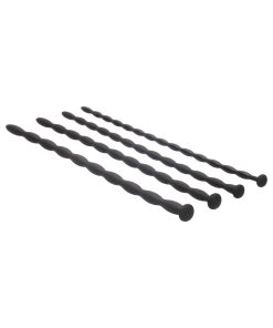 Ouch! Urethral Sounding Advanced Silicone Spiral Screw Plug Set Black 7 Mm / 8 Mm / 9 Mm / 10 Mm