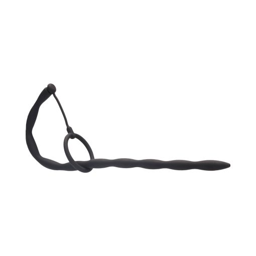 Ouch! Urethral Sounding Silicone Plug & Cock Ring Set Black 10 Mm - Image 4