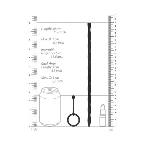 Ouch! Urethral Sounding Silicone Plug & Cock Ring Set Black 10 Mm - Image 7