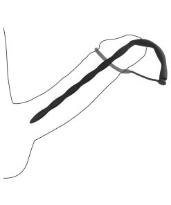 Ouch! Urethral Sounding Silicone Plug & Cock Ring Set Black 10 Mm