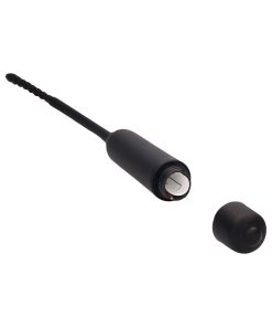 Ouch! Urethral Sounding Silicone Vibrating Bullet Plug With Beaded Tip Black 5.5 Mm - 7 Mm