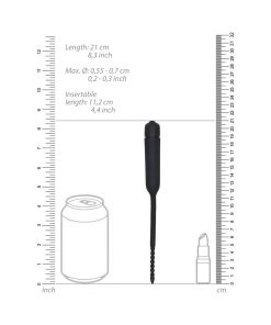 Ouch! Urethral Sounding Silicone Vibrating Bullet Plug With Beaded Tip Black 5.5 Mm - 7 Mm