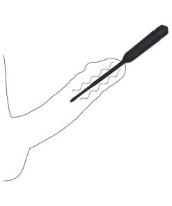 Ouch! Urethral Sounding Silicone Vibrating Bullet Plug With Beaded Tip Black 5.5 Mm - 7 Mm