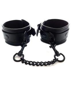 Rouge Leather Wrist Cuffs Black With Black Accessories