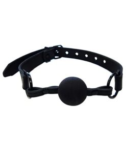 Rouge Leather Ball Gag Black With Black Accessories