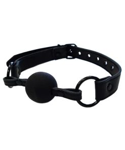 Rouge Leather Ball Gag Black With Black Accessories