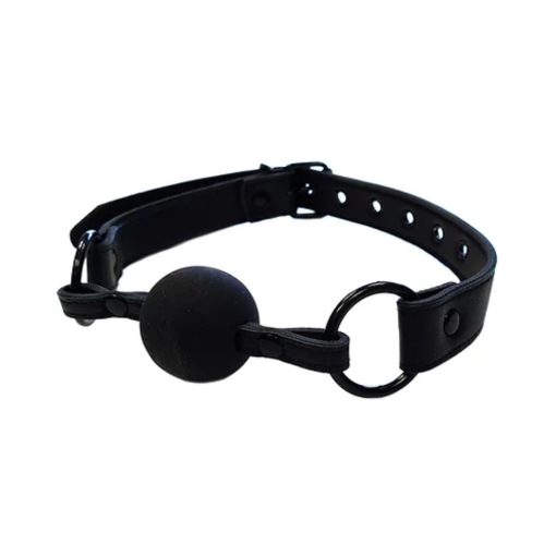 Rouge Leather Ball Gag Black With Black Accessories - Image 3