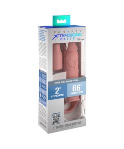 Fantasy X-Tensions Elite 6 In. Silicone Extension With Strap & 2 In. Extender Beige