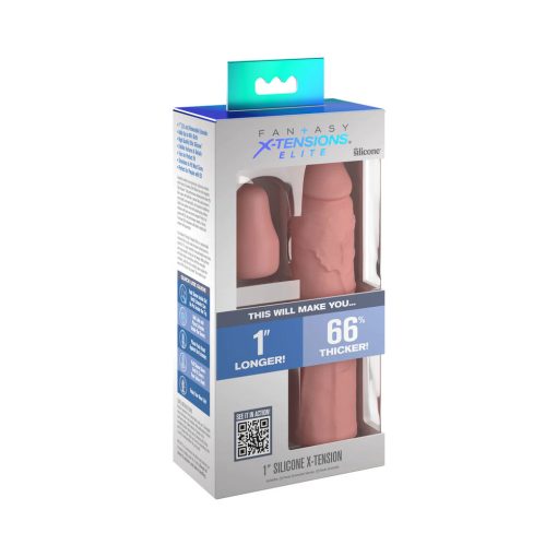 Fantasy X-Tensions Elite 7 In. Silicone Sleeve With 1 In. Extender Beige