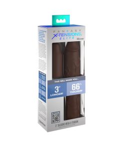 Fantasy X-Tensions Elite 9 In. Silicone Mega Extension Sleeve With 3 In. Extender Brown