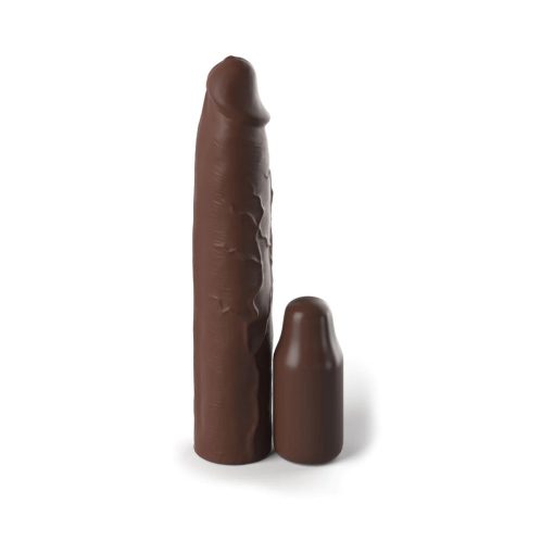 Fantasy X-Tensions Elite 9 In. Silicone Mega Extension Sleeve With 3 In. Extender Brown - Image 2