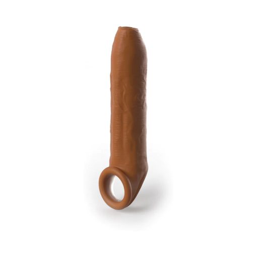 Fantasy X-Tensions Elite Uncut 7 In. Open-Ended Silicone Enhancement Sleeve With Strap Tan - Image 2