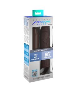 Fantasy X-Tensions Elite 7 In. Silicone Extension With Strap & 3 In. Extender Brown