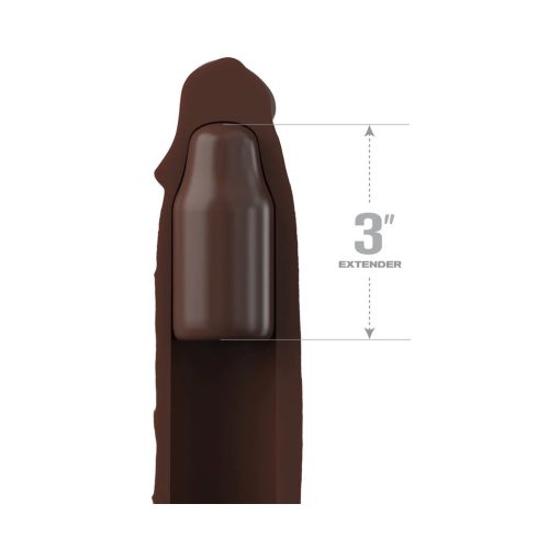 Fantasy X-Tensions Elite 7 In. Silicone Extension With Strap & 3 In. Extender Brown - Image 3