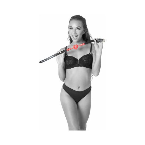 Sportsheets Sex & Mischief Amor Breathable Heart-Shaped Silicone Ball Gag Red - Image 4