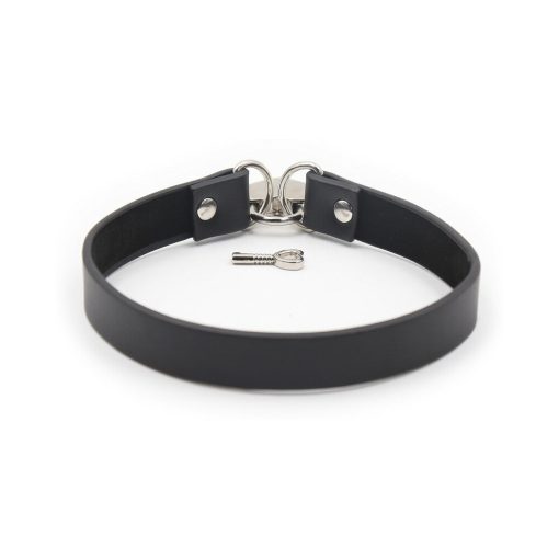 Ple'Sur Pvc Collar With Heart Lock & Key Black Bag Packaging - Image 2