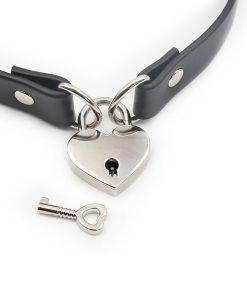 Ple'Sur Pvc Collar With Heart Lock & Key Black Bag Packaging