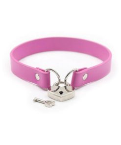 Ple'Sur Pvc Collar With Heart Lock & Key Pink Bag Packaging