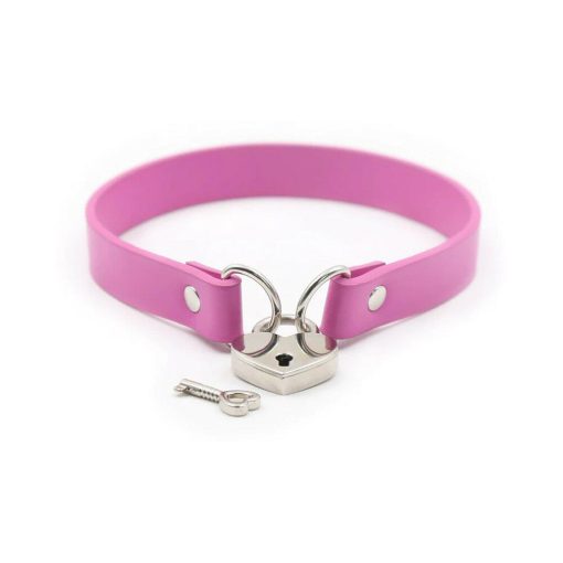 Ple'Sur Pvc Collar With Heart Lock & Key Pink Bag Packaging