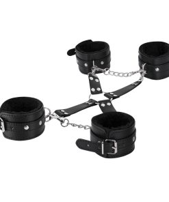 Male Power Leather All 4'S Fuzzy Cuff Set Black