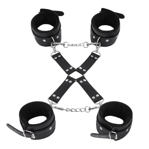 Male Power Leather All 4'S Fuzzy Cuff Set Black - Image 2