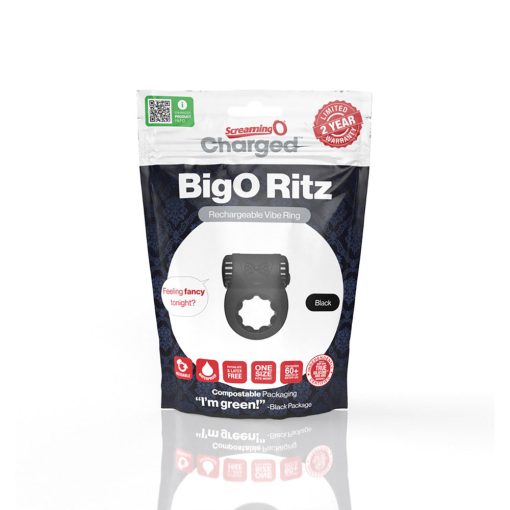 Screaming O Charged Big O Ritz Rechargeable Vibrating Silicone Cockring Black - Image 5