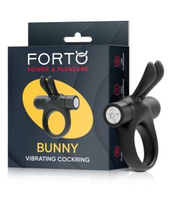 Forto Bunny Rechargeable Silicone Vibrating Cockring With Stimulating Ears Black