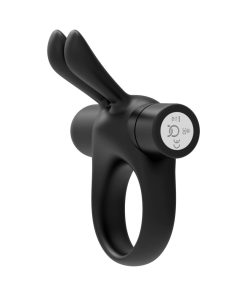 Forto Bunny Rechargeable Silicone Vibrating Cockring With Stimulating Ears Black