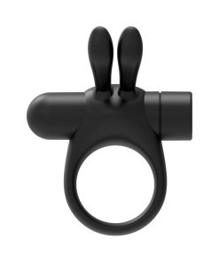 Forto Bunny Rechargeable Silicone Vibrating Cockring With Stimulating Ears Black