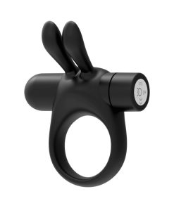 Forto Bunny Rechargeable Silicone Vibrating Cockring With Stimulating Ears Black