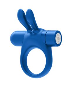 Forto Bunny Rechargeable Silicone Vibrating Cockring With Stimulating Ears Blue
