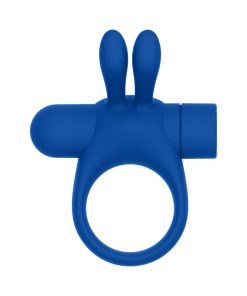 Forto Bunny Rechargeable Silicone Vibrating Cockring With Stimulating Ears Blue
